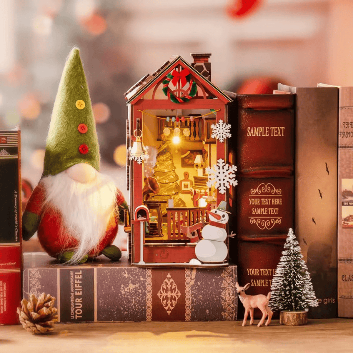 Book Nook Christmas Indoor Scene